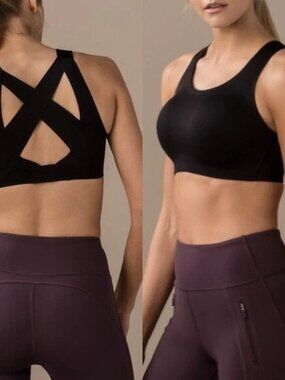 Lululemon Enlite Bra Black Camo 36C High-Impact Sports Bra With Front Zip Closur